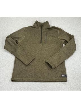 Eddie Bauer Men's Olive Green Quarter Zip Fleece Pullover Sweatshirt Size M
